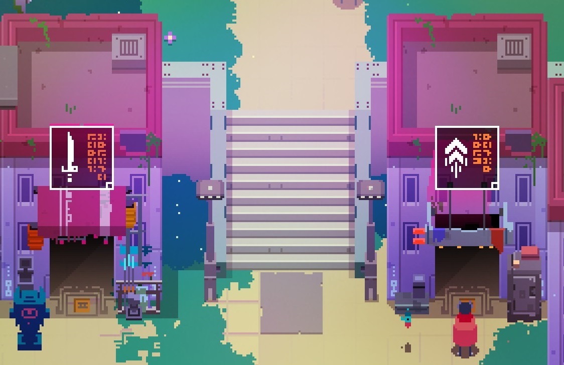 [Two examples of Hyper Light Drifter's text.]